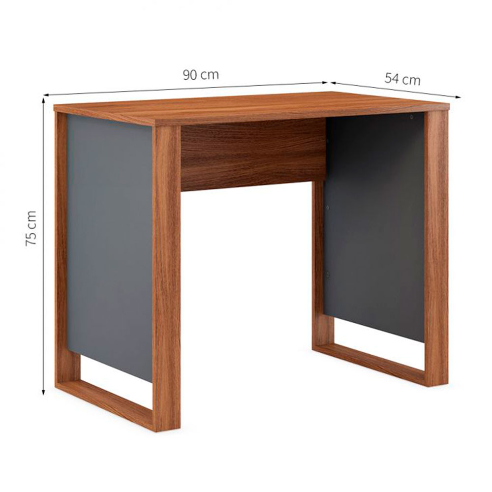 Conjunto de Mesa Morada Amendola e Grafito com Cadeira de Escritório Secretária Giratória Clean Preta