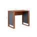 Conjunto de Mesa Morada Amendola e Grafito com Cadeira de Escritório Secretária Giratória Fitz Bege