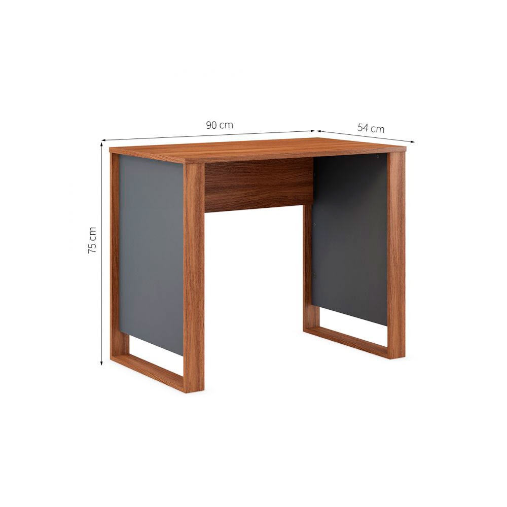 Conjunto de Mesa Morada Amendola e Grafito com Cadeira de Escritório Secretária Giratória Fitz Bege
