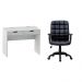 Conjunto de Mesa New Branca com Cadeira de Escritório Diretor Giratória Fitz com Braços Ajustáveis Preta