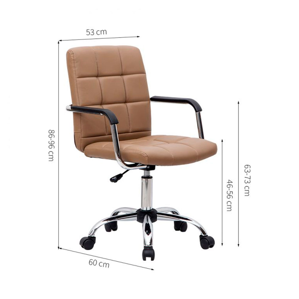 Conjunto de Mesa New Branca com Cadeira de Escritório Secretária Giratória Fitz Marrom