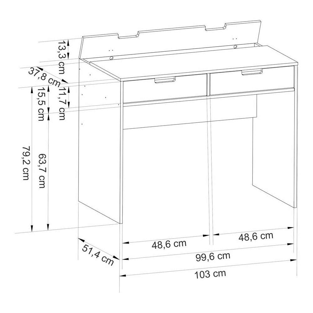 Conjunto de Mesa New Branca com Cadeira de Escritório Secretária Giratória New Java Preta