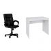 Conjunto de Mesa Office Branca com Cadeira de Escritório Diretor Giratória Charles Preta