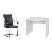 Conjunto de Mesa Office Branca com Cadeira de Escritório Interlocutor Fixa Oslo Preta