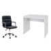 Conjunto de Mesa Office Branca com Cadeira de Escritório Secretária Giratória Fitz Preta
