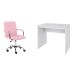 Conjunto de Mesa Office Branca com Cadeira de Escritório Secretária Giratória Fitz Rosa