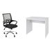 Conjunto de Mesa Office Branca com Cadeira de Escritório Secretária Giratória New Java Preta
