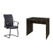 Conjunto de Mesa Office Carvalho Dark com Cadeira de Escritório Interlocutor Fixa Oslo Preta