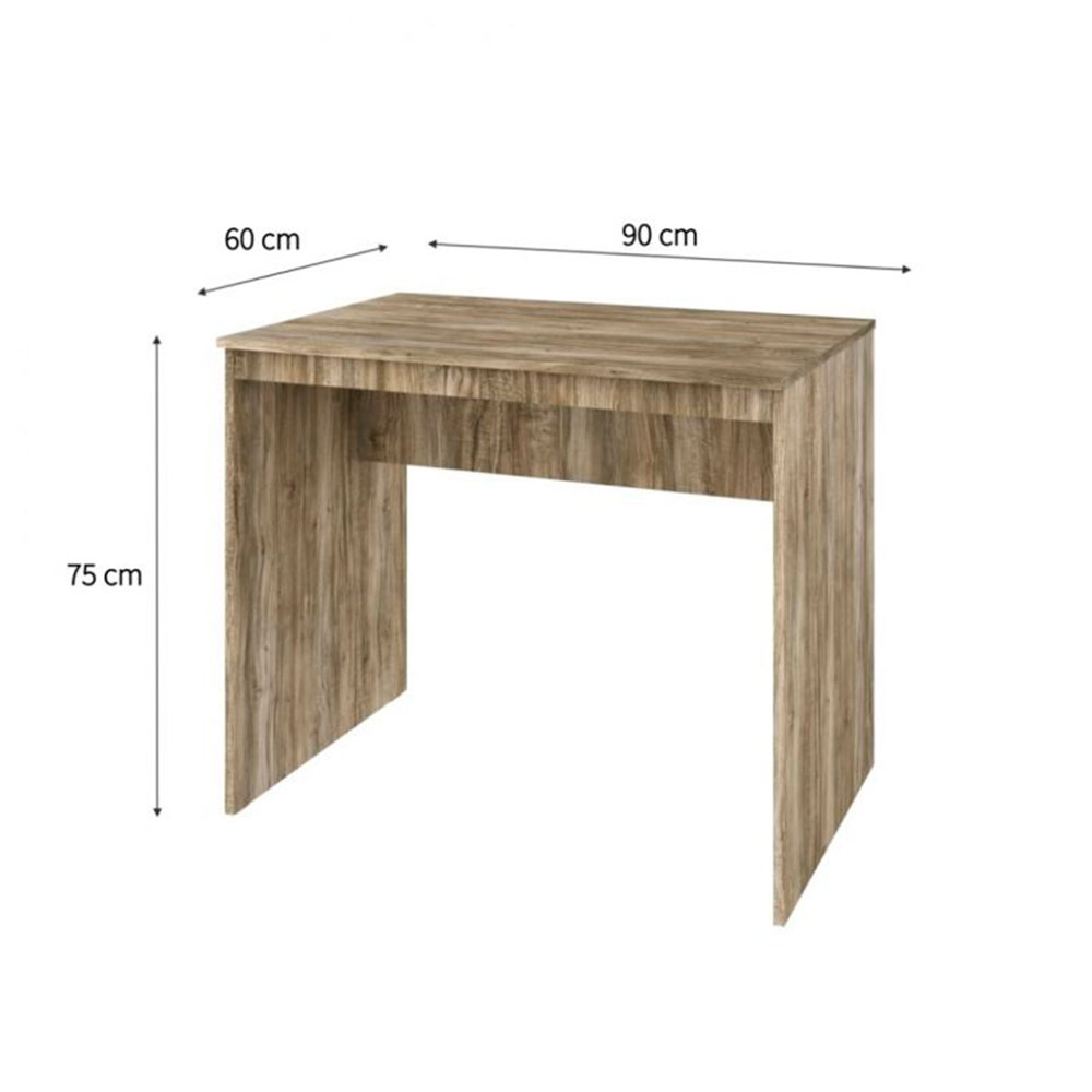 Conjunto de Mesa Office Carvalho com Cadeira de Escritório Secretária Giratória Fitz Bege