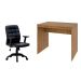 Conjunto de Mesa Office Mel com Cadeira de Escritório Diretor Giratória Fitz com Braços Ajustáveis Preta