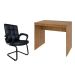 Conjunto de Mesa Office Mel com Cadeira de Escritório Interlocutor Fixa Charles Preta