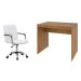 Conjunto de Mesa Office Mel com Cadeira de Escritório Secretária Giratória Fitz Branca