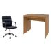 Conjunto de Mesa Office Mel com Cadeira de Escritório Secretária Giratória Fitz Preta
