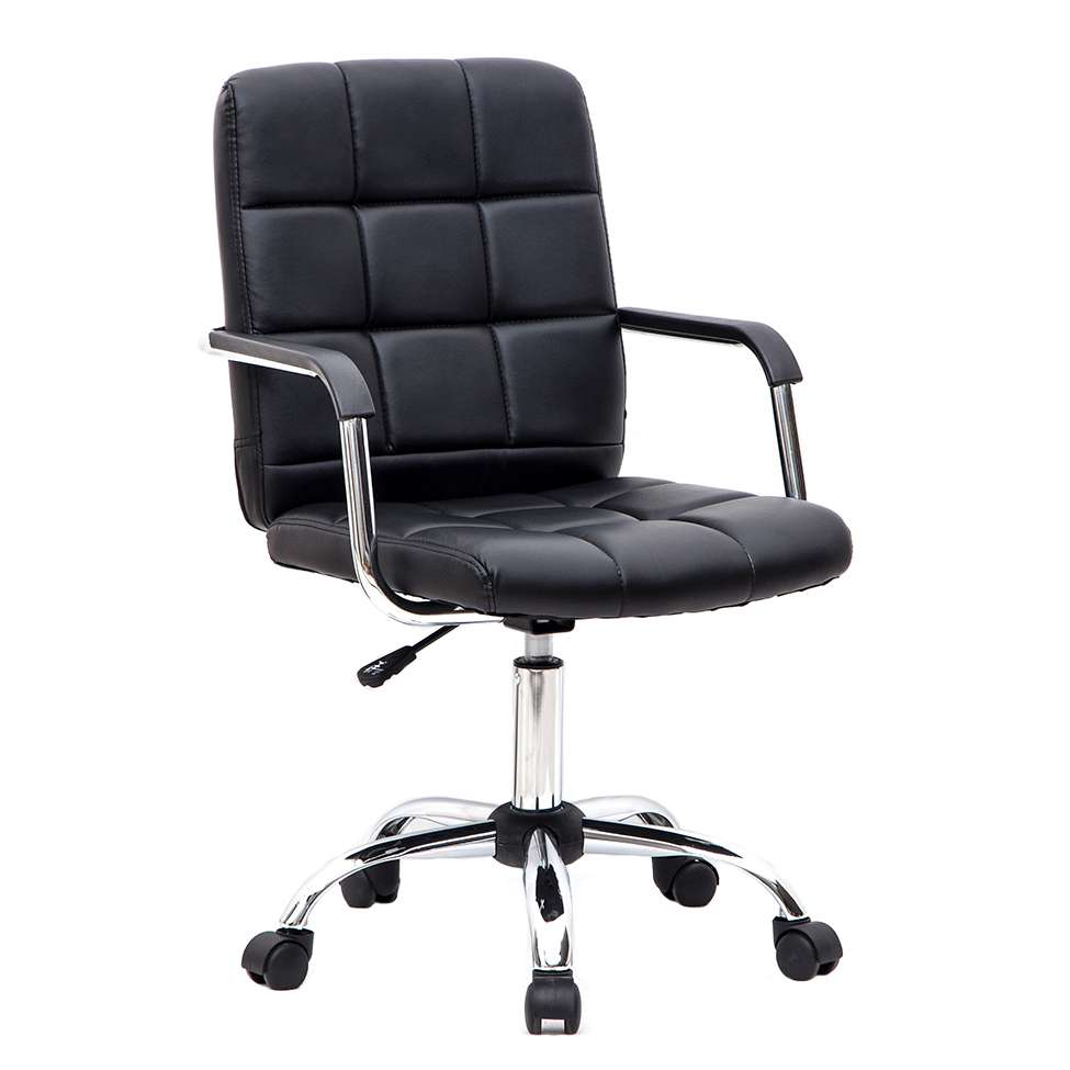 Conjunto de Mesa Office Nogal com Cadeira de Escritório Secretária Giratória Fitz Preta