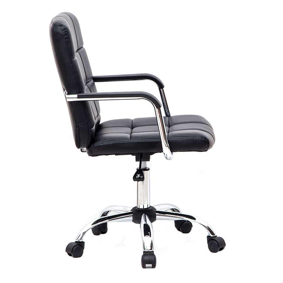 Conjunto de Mesa Office Nogal com Cadeira de Escritório Secretária Giratória Fitz Preta