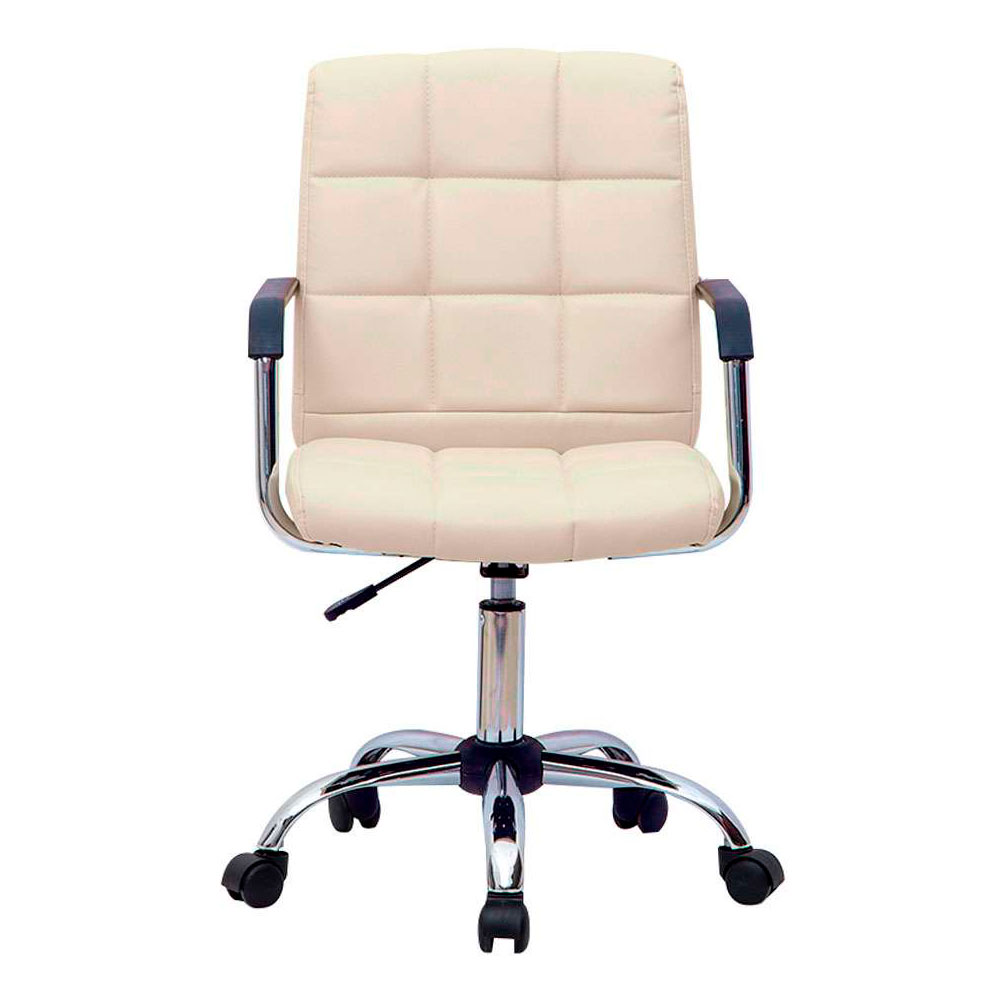 Conjunto de Mesa Office Preta com Cadeira de Escritório Secretária Giratória Fitz Bege