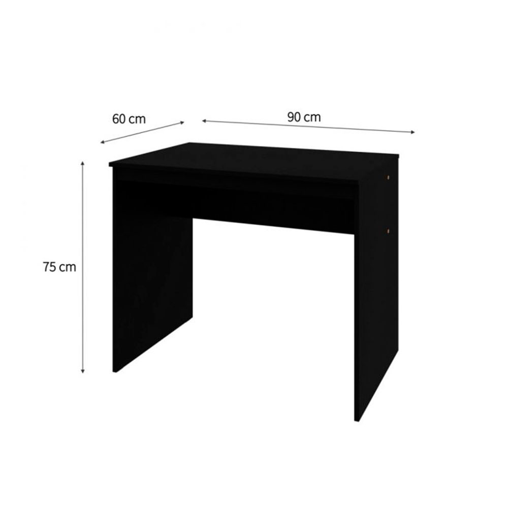 Conjunto de Mesa Office Preta com Cadeira de Escritório Secretária Giratória Fitz Bege