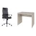 Conjunto de Mesa Office Snow com Cadeira de Escritório Diretor Giratória Vancouver Preta
