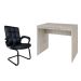 Conjunto de Mesa Office Snow com Cadeira de Escritório Interlocutor Fixa Charles Preta