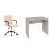 Conjunto de Mesa Office Snow com Cadeira de Escritório Secretária Giratória Fitz Bege