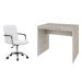 Conjunto de Mesa Office Snow com Cadeira de Escritório Secretária Giratória Fitz Branca