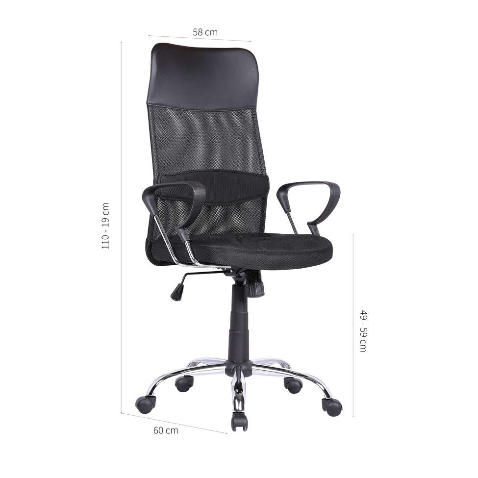 Conjunto de Mesa Office com Cadeira de Escritório Diretor Giratória Vancouver Preta