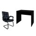 Conjunto de Mesa Office com Cadeira de Escritório Interlocutor Fixa Charles Preta