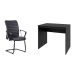 Conjunto de Mesa Office com Cadeira de Escritório Interlocutor Fixa Oslo Preta