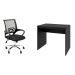 Conjunto de Mesa Office com Cadeira de Escritório Secretária Giratória New Java Preta