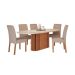 Conjunto de Mesa Oval com Tampo de Vidro Off White Julieta e 6 Cadeiras Fernanda Linho Bege e Cinamomo