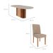 Conjunto de Mesa Oval com Tampo de Vidro Off White Julieta e 6 Cadeiras Fernanda Linho Bege e Cinamomo