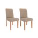 Conjunto de Mesa Oval com Tampo de Vidro Off White Julieta e 6 Cadeiras Fernanda Linho Bege e Cinamomo