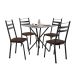Conjunto de Mesa Quadrada com Tampo Granito e 4 Cadeiras Léia II Revestimento Sintético Preto e Cacau