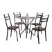 Conjunto de Mesa Quadrada com Tampo Granito e 4 Cadeiras Léia II Revestimento Sintético Preto e Palha