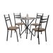 Conjunto de Mesa Quadrada com Tampo Granito e 4 Cadeiras Léia II Revestimento Sintético Preto e Rattan