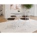 Conjunto de Mesa Quadrada com Tampo Granito e 4 Cadeiras Léia Revestimento Sintético Branco e Cacau