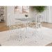 Conjunto de Mesa Quadrada com Tampo Granito e 4 Cadeiras Léia Revestimento Sintético Branco e Cedro