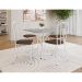 Conjunto de Mesa Quadrada com Tampo Granito e 4 Cadeiras Léia Revestimento Sintético Branco e Imbuia