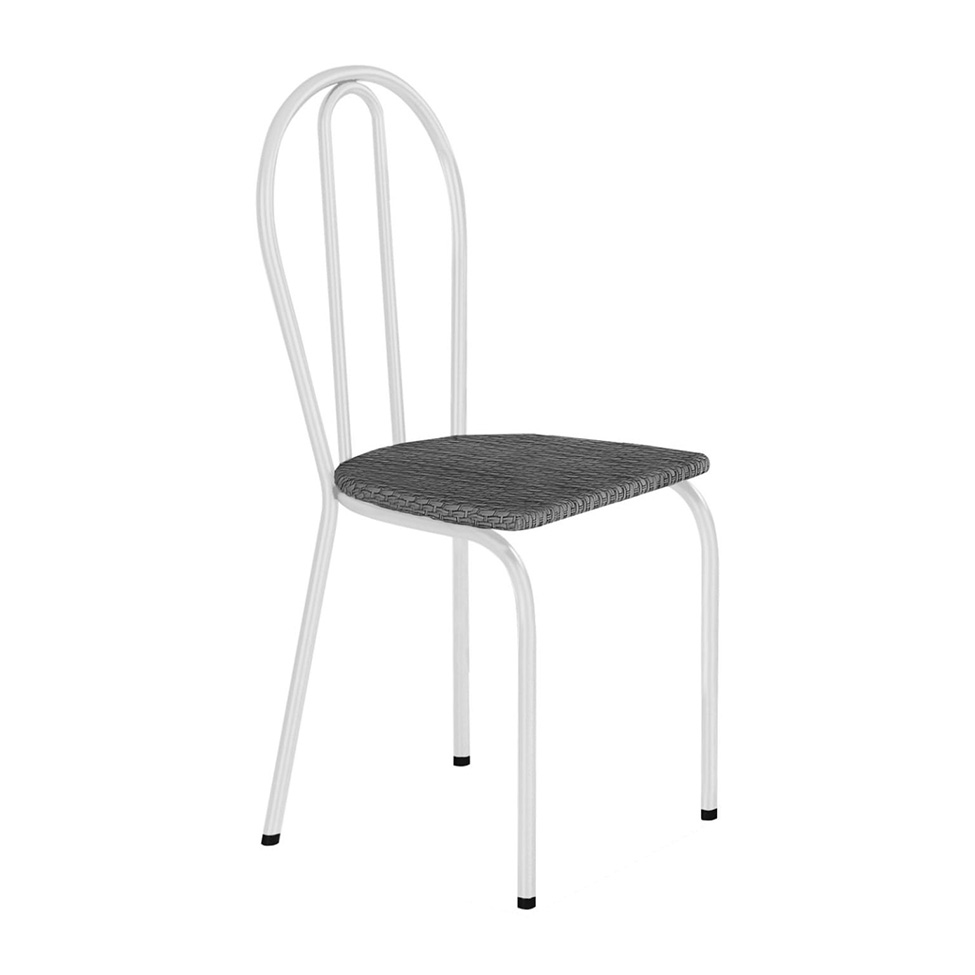 Conjunto de Mesa Quadrada com Tampo Granito e 4 Cadeiras Léia Revestimento Sintético Branco e Imbuia