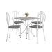 Conjunto de Mesa Quadrada com Tampo Granito e 4 Cadeiras Léia Revestimento Sintético Branco e Platina