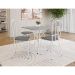 Conjunto de Mesa Quadrada com Tampo Granito e 4 Cadeiras Léia Revestimento Sintético Branco e Platina