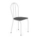 Conjunto de Mesa Quadrada com Tampo Granito e 4 Cadeiras Léia Revestimento Sintético Branco e Platina