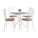 Conjunto de Mesa Quadrada com Tampo Granito e 4 Cadeiras Léia Revestimento Sintético Branco e Rattan