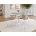 Conjunto de Mesa Quadrada com Tampo Granito e 4 Cadeiras Léia Revestimento Sintético Branco e Rattan