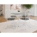 Conjunto de Mesa Quadrada com Tampo Granito e 4 Cadeiras Léia Revestimento Sintético Branco e Silver