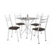 Conjunto de Mesa Quadrada com Tampo Granito e 4 Cadeiras Léia Revestimento Sintético Cacau e Branco