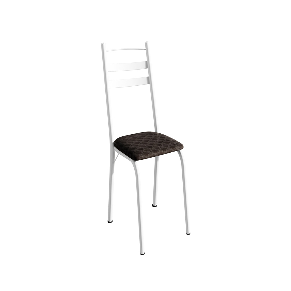 Conjunto de Mesa Quadrada com Tampo Granito e 4 Cadeiras Léia Revestimento Sintético Cacau e Branco