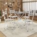 Conjunto de Mesa Quadrada com Tampo Granito e 4 Cadeiras Léia Revestimento Sintético Cedro e Branco