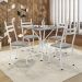 Conjunto de Mesa Quadrada com Tampo Granito e 4 Cadeiras Léia Revestimento Sintético Grafiato e Branco