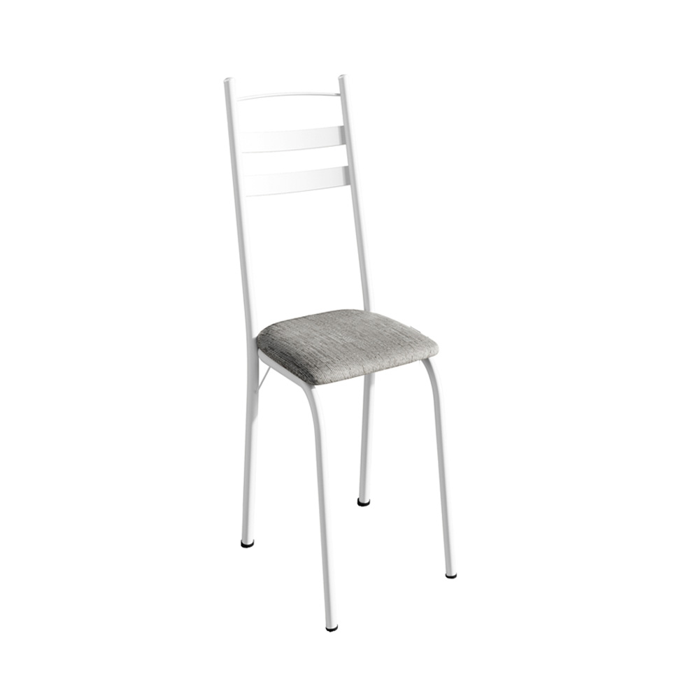 Conjunto de Mesa Quadrada com Tampo Granito e 4 Cadeiras Léia Revestimento Sintético Grafiato e Branco